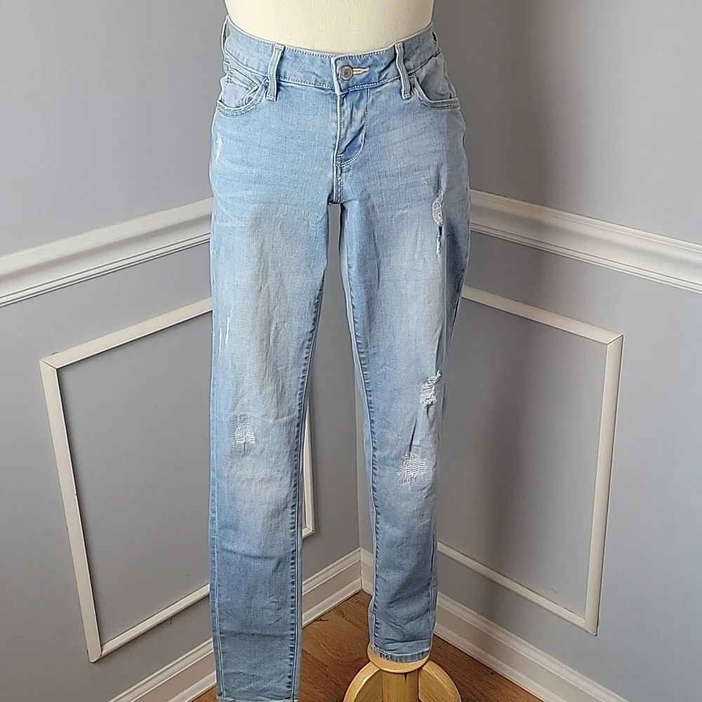 OLD NAVY The Rock‎ Star Light Wash Skinny Distressed Destroyed Stretch Jeans 6L